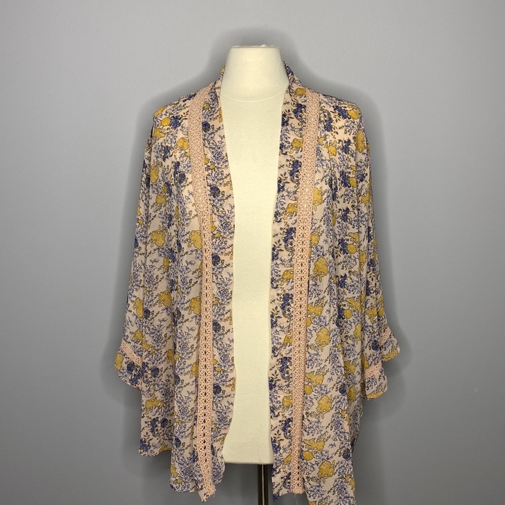 Xhilaration Floral Chiffon Open‎ Front Cardigan/Kimono